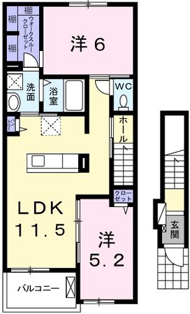 砥堀駅 徒歩5分 2階の物件間取画像